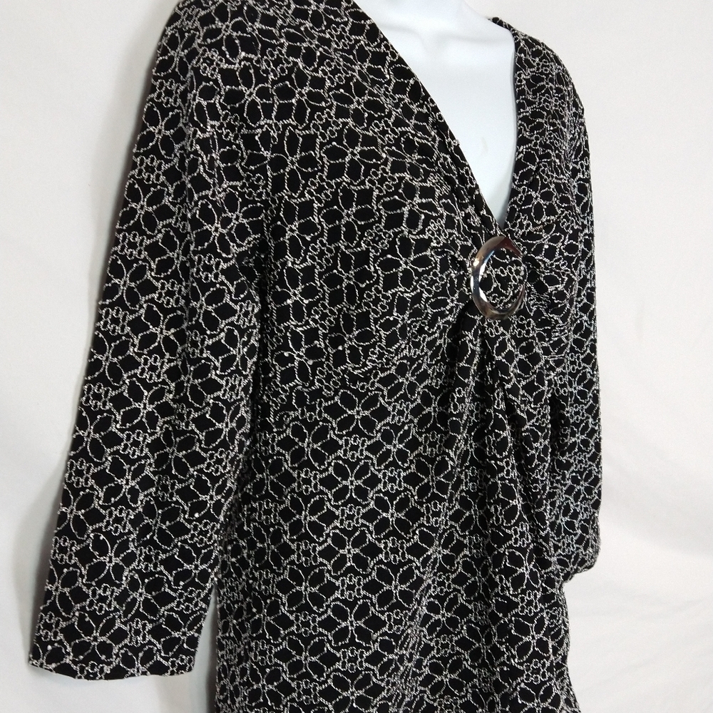 Women's Long Sleeve Black White Blouse Size L